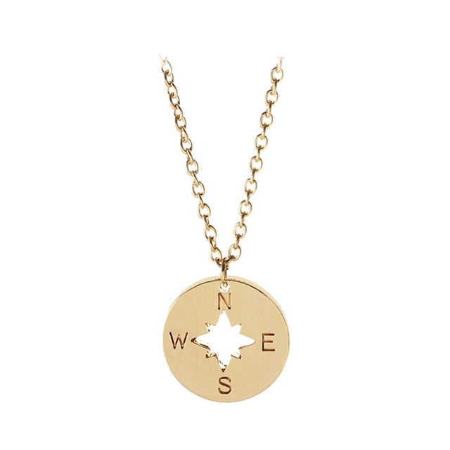 EeaseMX Collar de brújula de la amistad, delicado collar para mujer (dorado)