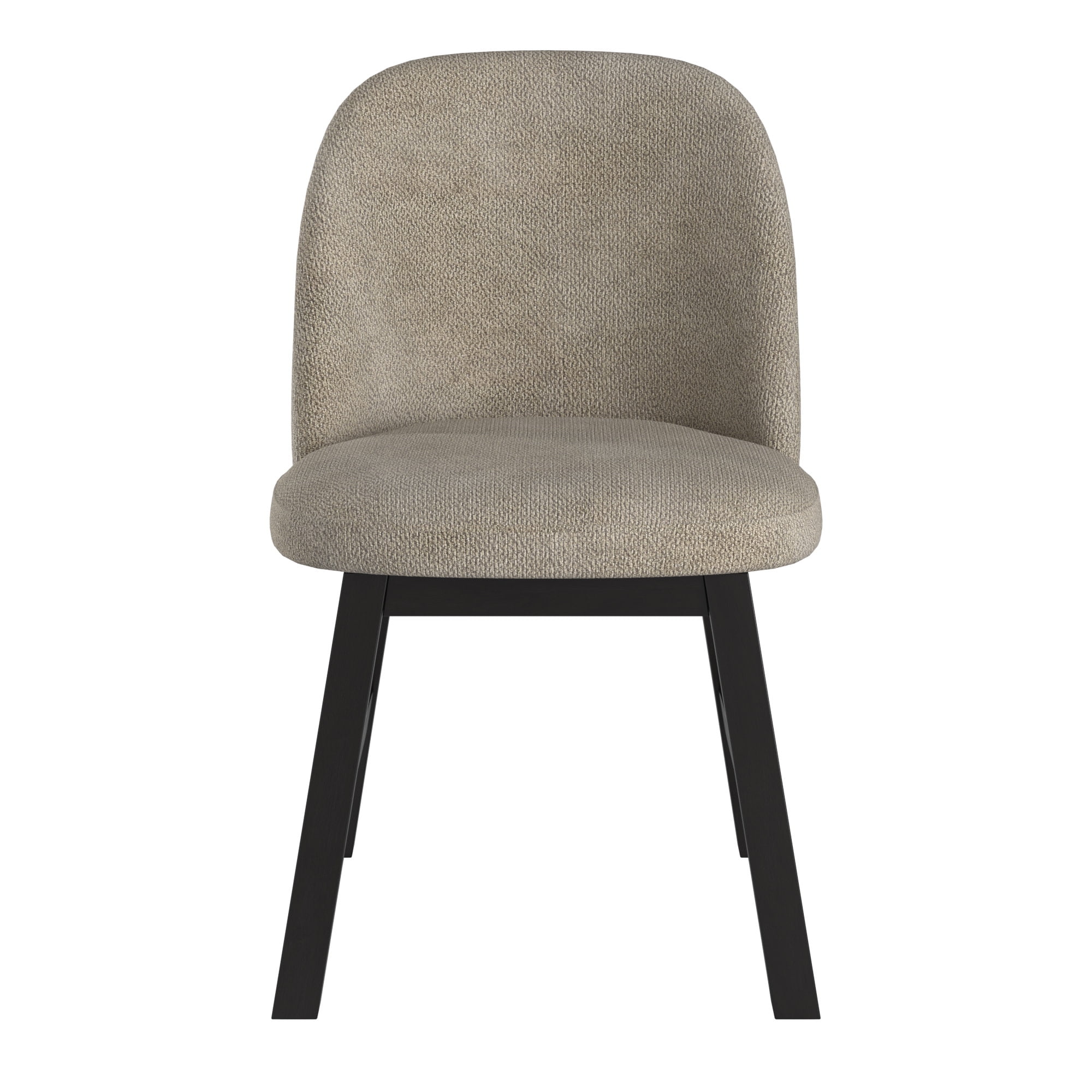 Weston Home Alta Wood Finish Taupe Fabric Curved Low Back Dining Chair, Set of 2, Black Oak