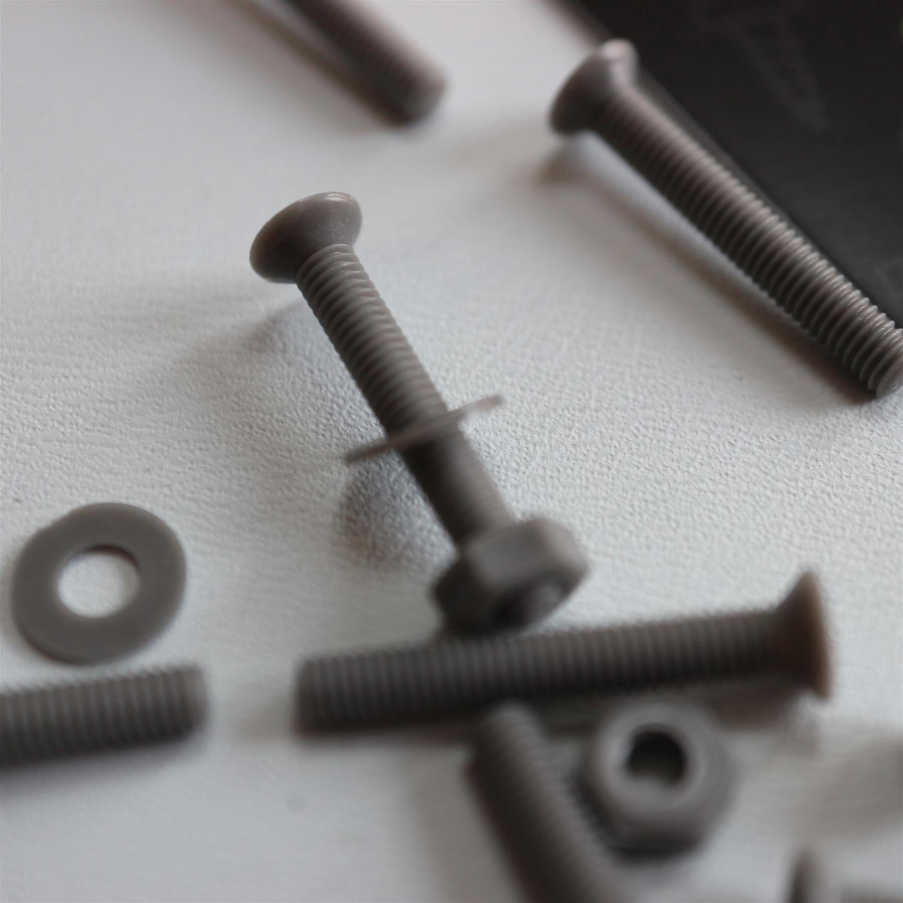 20 x Grey Countersunk Screws Polypropylene (PP) Plastic Nuts and Bolts, Washers, M3 x 20mm, Anti-Corrosion, Chemical Resistant, Gray, (3/32 x 25/32 in)