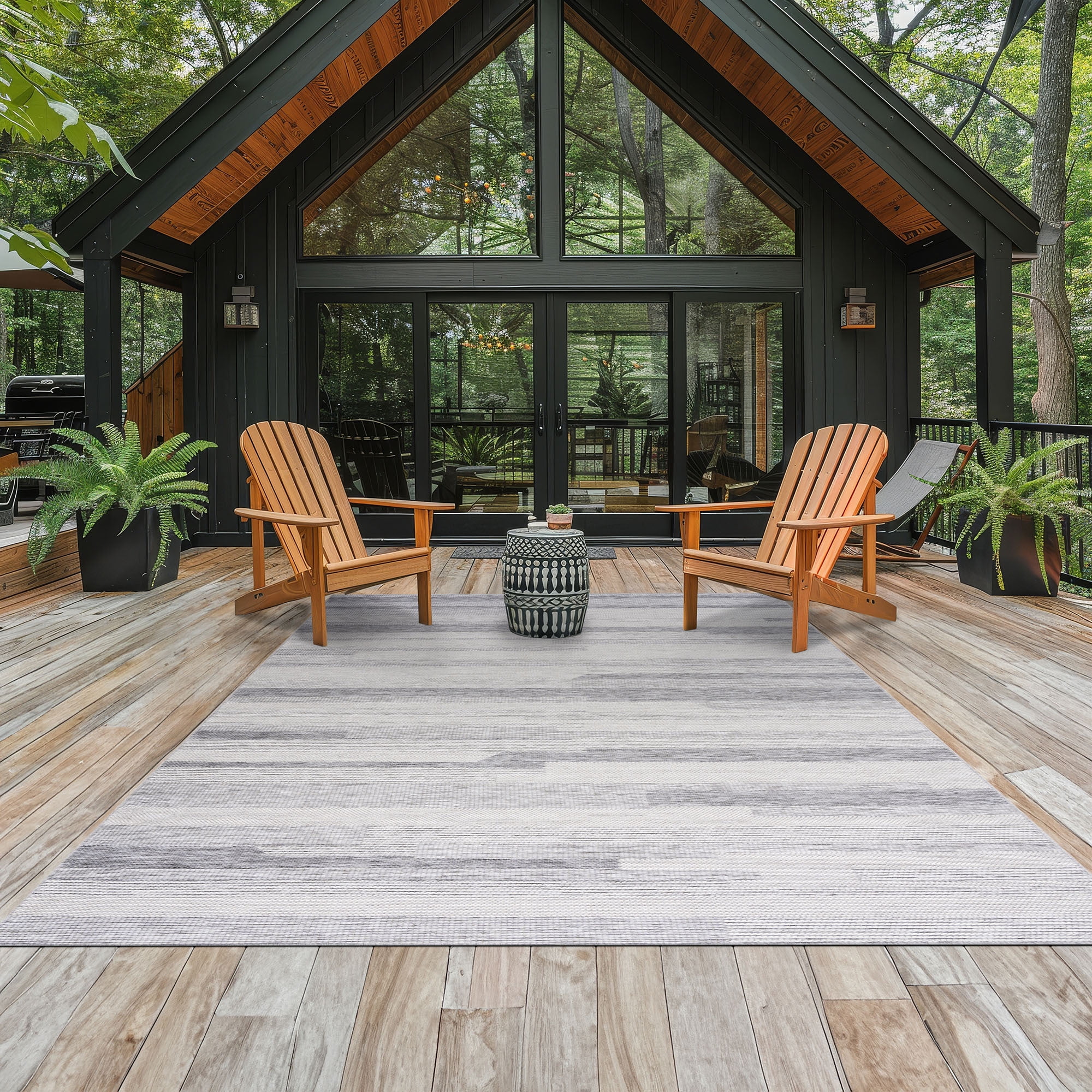 Bliss Rugs Bailey Transitional 5' x 7' Gray and Beige Indoor Outdoor Area Rug
