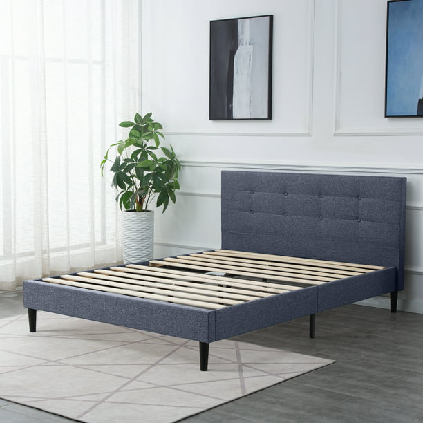Zoonaehaii Platform Bed Frame With, Blackstone Queen Upholstered Square Stitched Platform Bed