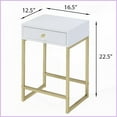 thumbnail image 4 of White & Brass 1-Drawer Coffee Table for Living Room, Space-Saving with Smooth Glide Drawer, 4 of 5