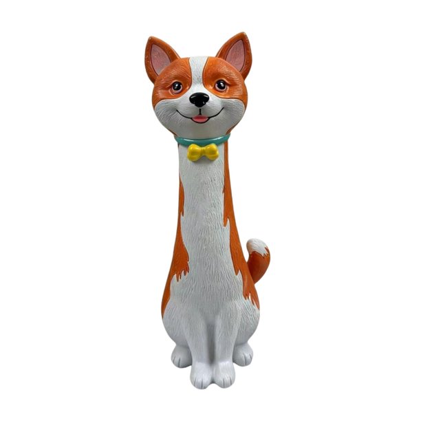 Figura de perro de resina, jarrón de flores, jarrón artístico, centro de mesa, maceta decorativa para Blanco tostado