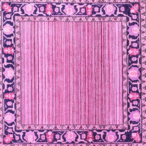 Ahgly Company Indoor Square Oriental Pink Modern Area Rugs, 6' Square
