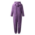 thumbnail image 4 of Cethrio Girls One-piece Pajamas, Zip up Fleece Long Sleeve Warm Winter Sleepwear Purple Size 14, 4 of 5