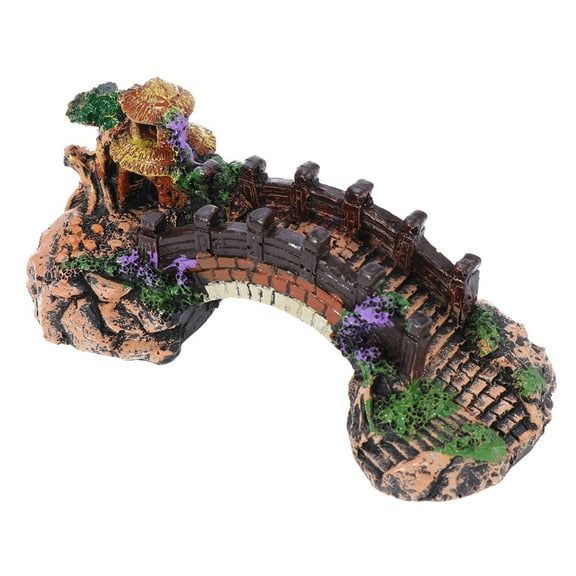 Masteelf Fish Tank Bridge Aquarium Decorations Mountain View Miniature Rockery