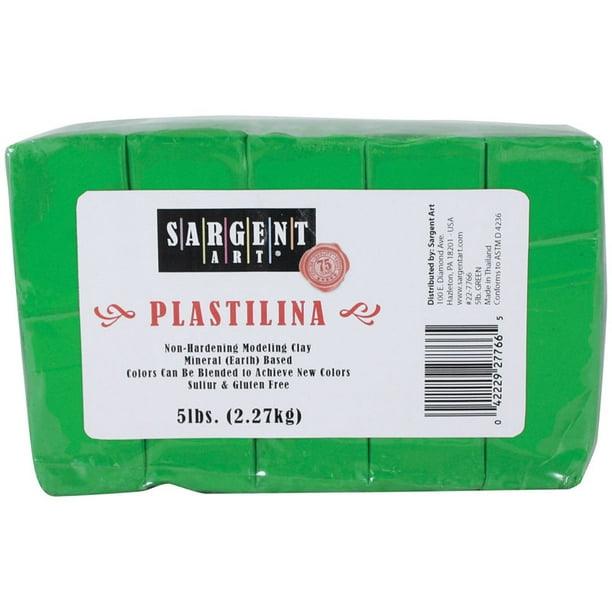 Plastilina NonHardening Modeling Clay, 5 lbs., Green Bundle of 5