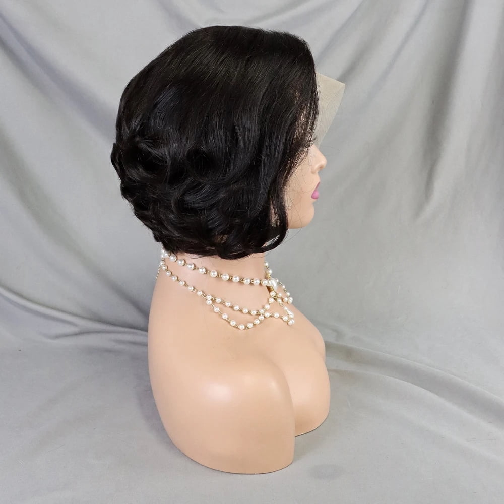 Natural Black Loose Wave Pixie Cut Wig Short Bob Human Hair 13x4 Lace Frontal Wigs Transparent Lace Human Hair for Black Women Lace Front Human Hair Wig