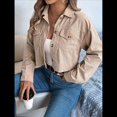 thumbnail image 4 of Chaquetas de de Larga para Mujer, de Algodón, con Solapa y Botones, para Otoño, para Exteriores, Abrigos Lisos de Moda. Caqui S, 4 of 10