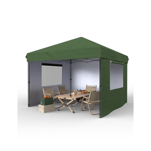 QinaQin 10x10 Ft Quick-Opening Awning Tent with 3 Removable Sidewalls, One-Click Quick Setup, Commercial-Grade Waterproof Awning, Height Adjustable, Black Outdoor Event Tent