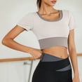 thumbnail image 2 of DAFEI Workout Tank Tops for Women Side Ruched Short Sleeve High Neck Crop Top Summer Athletic Gym Shirts, 2 of 5