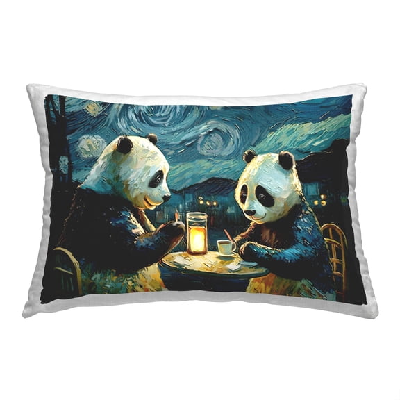 Stupell Industries Starry Night Pandas Decorative Printed Throw Pillow Design By Furry Portraits, 14 x 20