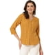 thumbnail image 1 of Top de blusa de oficina vintage con botones de manga 3/4 y lunares para mujer Amarillo XS, 1 of 5