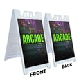 thumbnail image 2 of A-frame Sidewalk Arcade 24" x 36" Double Sided A-Frame Sidewalk Sign, Includes 2 Plastic Inserts | Foldable Portable White Signicade Sandwich Board Signs, 2 of 5