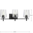 thumbnail image 2 of Calais Collection Three-Light Matte Black Clear Glass New Traditional Bath Vanity Light, 2 of 10