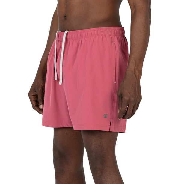 Layer 8 Men's Swim Shorts 5 Inch Inseam Gym to Swim Trunks Athletic Fit with Zip Back Pocket and