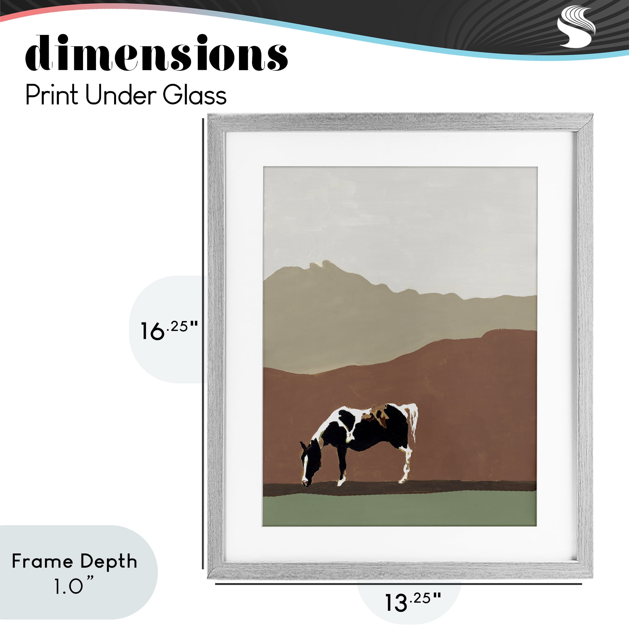 Stupell Industries Modern Mountains Horse Gray Framed Print Under Glass, design by Patricia Pinto