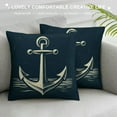 thumbnail image 3 of JRXY  Anchor Pillow Case Navy Blue White Nautical Sailing Decor Anchor Square Cushion Cover Pillowcase Home Decorative Armchair Bedroom Livingroom White, 3 of 5