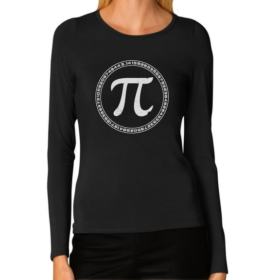 Tstars Womens Pi Day 3.14 Day Pi Sign Circle Pi Day T-Shirt Math Shirts Mathematics Geek Funny Humor Women Long Sleeve T Shirt
