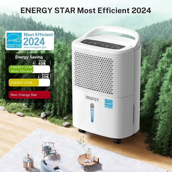 Yaufey 30 Pint Energy Star Dehumidifier for 2,000 Sq. Ft. Home, Basement and Large Room - Powerful, Quiet with Humidity Control, Timer, Drain Hose and Water Tank