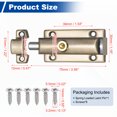 thumbnail image 2 of Pasador de resorte Uxcell, cerrojo deslizante de acero inoxidable de 3 x 1.2 pulgadas con tornillos para puertas interiores de inodoro y armarios, bronce, 2 of 7