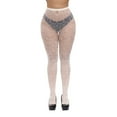 thumbnail image 2 of HNMKIU Jacquard Mesh Patterned Women's Pantyhose Extra Large Size Long Sleeve Sheer Tights for White,One Size, 2 of 8
