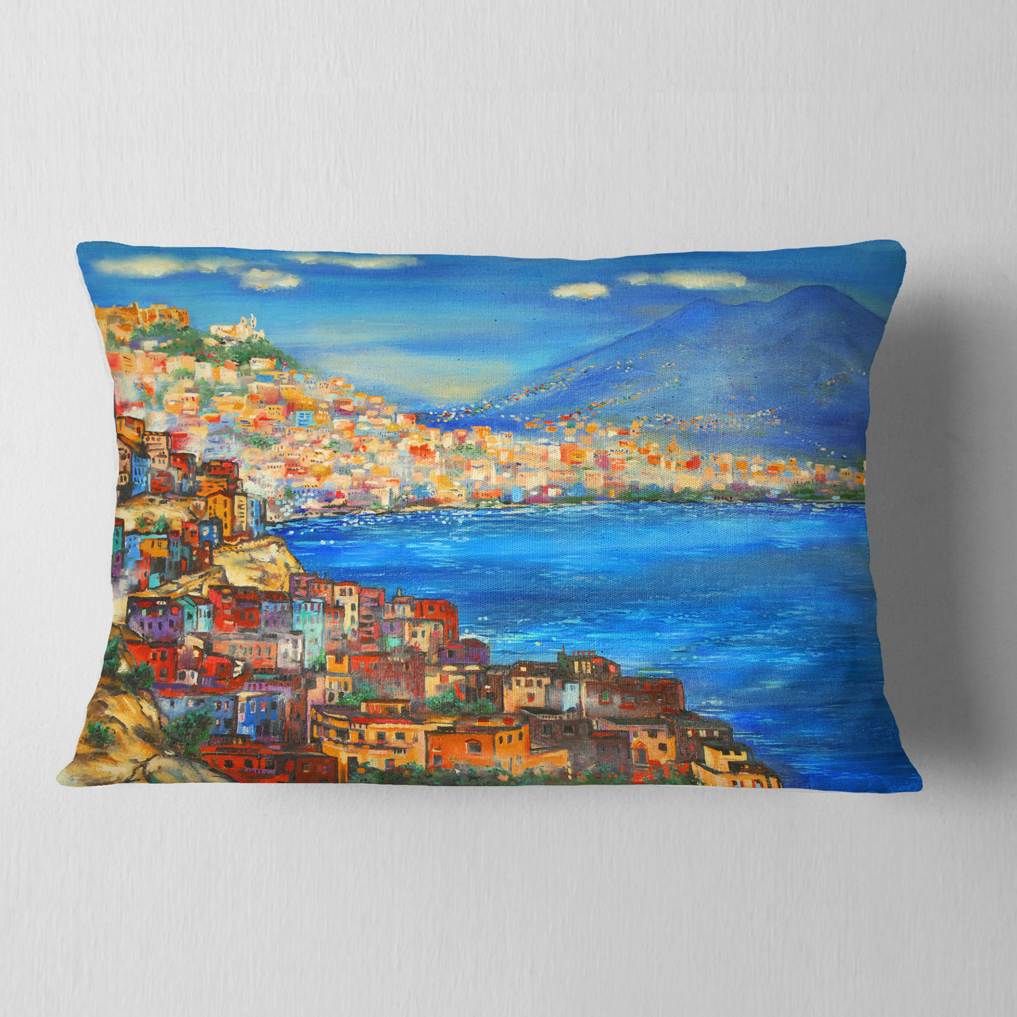 Designart Naples Today - Seascape Throw Pillow - 12x20