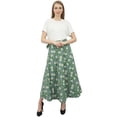 thumbnail image 3 of Phagun Jupe Portefeuille Réversible en Coton Imprimé Floral Vert Olive, 3 of 6