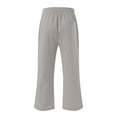 thumbnail image 5 of Summer Capri Pants for Women Cotton Linen Solid Color Capris Slacks Elastic Waist Casual Wide Leg Lounge Pants (4X-Large, GrayA), 5 of 5