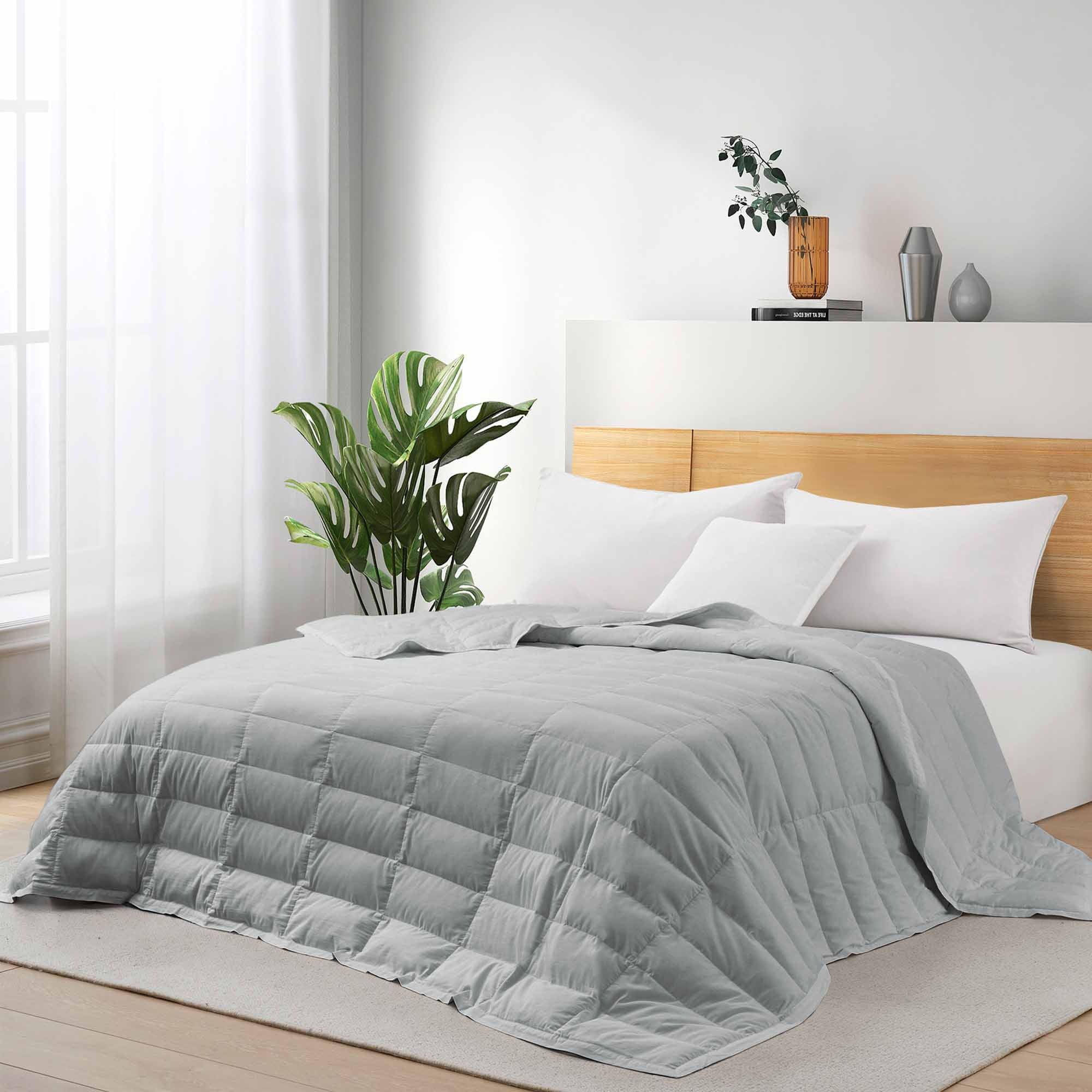 Puredown Light Weight Down Blanket Cotton Cover Satin Weave