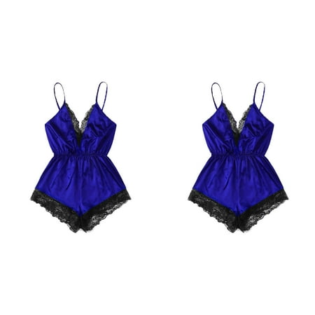 2 Pack Fashion Women Lingerie V-neck Lace Splice Bodysuit Sleepwear Bodydoll Lingerie for plus Size Women plus Size Stockings for Women Lingerie Lingerie for Women Lace plus Size Lace