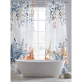 thumbnail image 5 of Blue Coastal Sheer Curtains 108 Inch Length 2 Panels Set Window Treatments, Summer Beach Starfish Weeping Eucalyptus Ombre Rod Pocket Semi Curtains for Living Room/Bedroom/Kitchen, 104"W x 108"L, 5 of 7