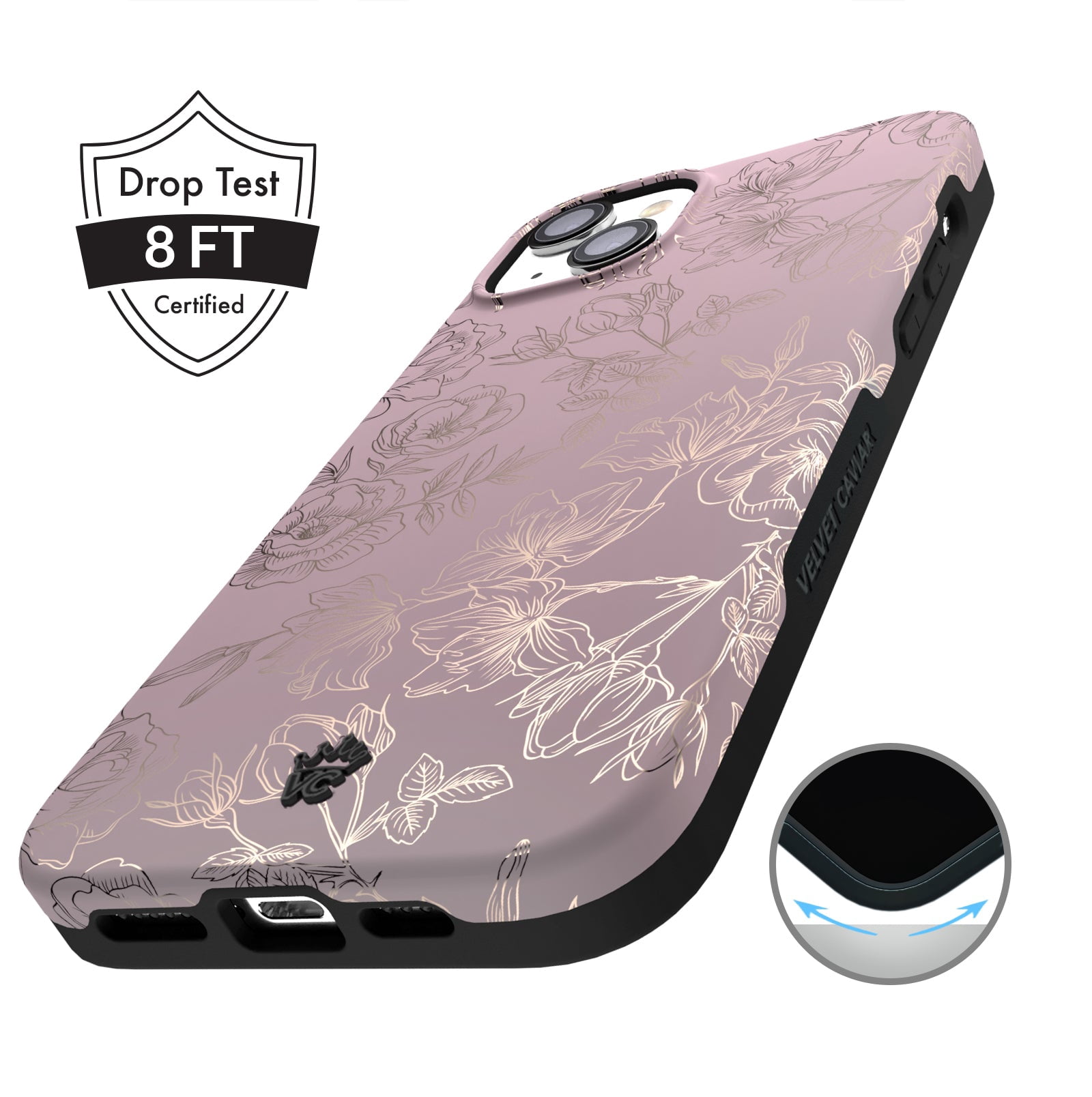 VELVET CAVIAR for iPhone 15 Plus Case Rose Gold Flowers - Compatible with MagSafe - Protective Mauve Purple Case for Women - Dusty Rose Floral