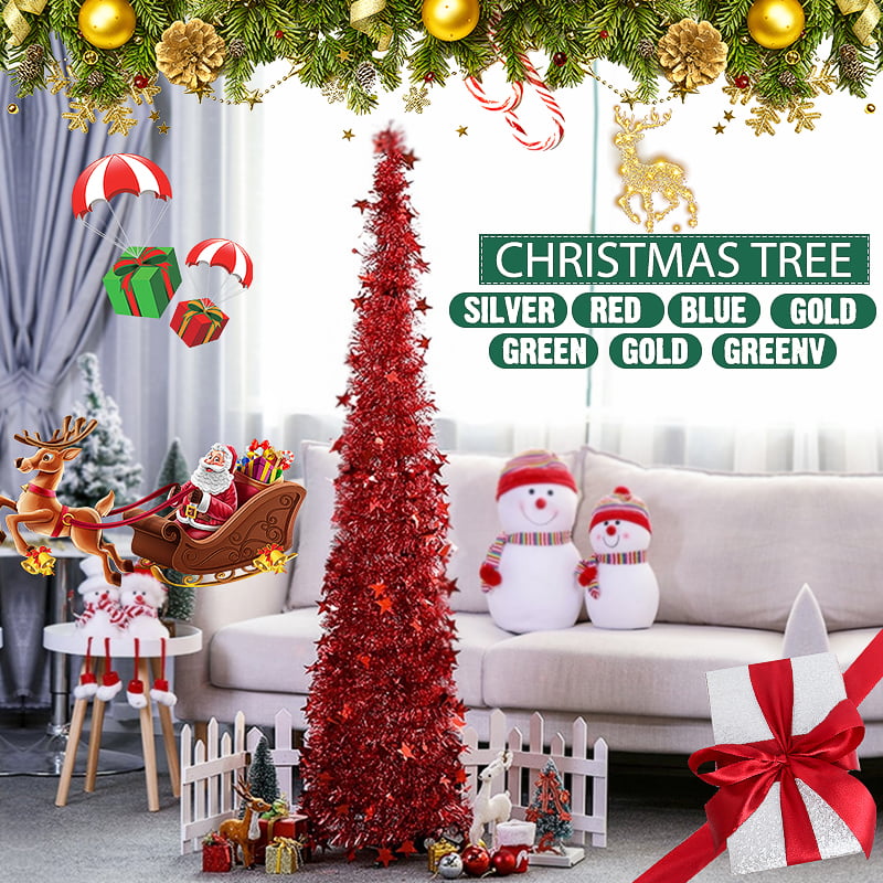 4FT Collapsible Tinsel Artificial Christmas Xmas Tree Stand Party In/Outdoor Dec 