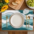 thumbnail image 4 of Turquoise Ombre Placemats Set of 4, Modern Geometric Moire Abstract Art Placemats for Dining Table, Place Mats for Kitchen Tabletop, Waterproof Wipeable Dining Table Mats Set, 4 of 9