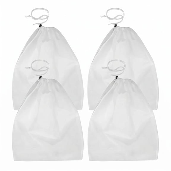 4 Pack 24 x 32 Inch White Plant Freeze Protection Covers, Drawstring Frost Blankets for Outdoor Winter Cold Weather