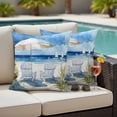 thumbnail image 4 of Coastal Sea Wave Blue Outdoor Waterproof Pillow Covers, Nautical Ocean Beach Plant Decorative Square Throw Pillowcase Sofa Cushion Sham for Patio/Couch/Chair, 26"x26" 2 Pack, 4 of 8