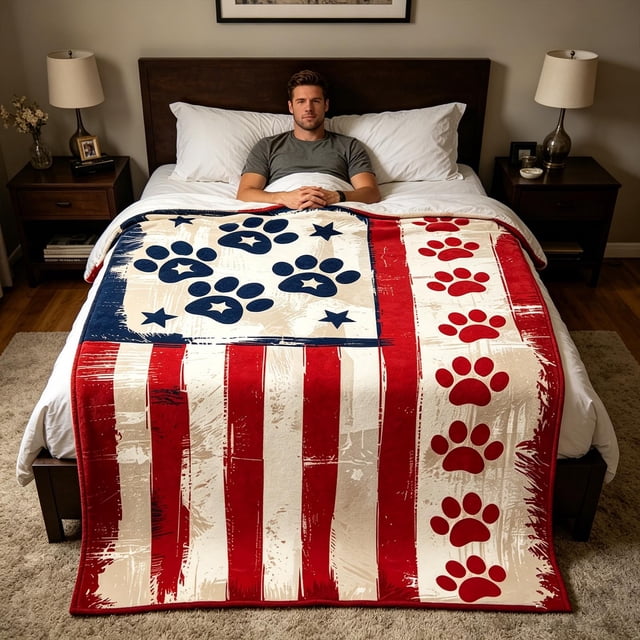 Independence Day Blanket Festive Flannel Blanket Soft Warm Throw Blanket For Home Sofa Bed Holiday Decoration