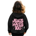 thumbnail image 5 of XADYUY Jesus Loves You Hoodie for Kids Girls Letter Print Christian Long Sleeve Sweatshirts Toddler Oversized Pullover Tops Casual Cute Fleece Sweaters with Pockets,Black, 5 of 5