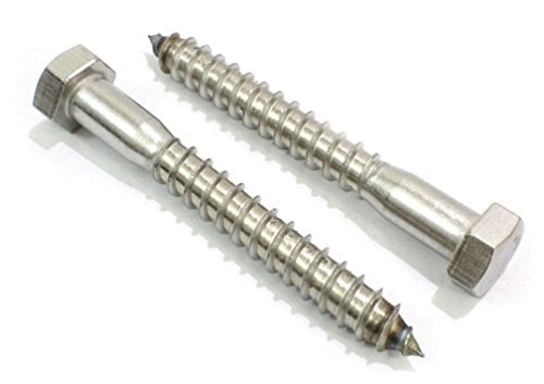 Box of 6 3/8 x 1-1/2 Hex Lag Screw 18-8 Stainless Steel 