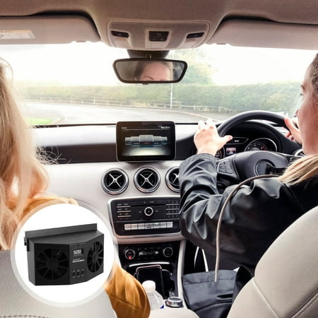 Niceauty Solar Powered Car Window Fan for Backseat Use Converts Sunlight to Electricity ABS Black