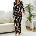 thumbnail image 2 of Top-kevin Wine Glasses Hearts Music Stars Women's Long-Sleeve Shirt And Full-Length Bottom Pajama Set, 2 of 12