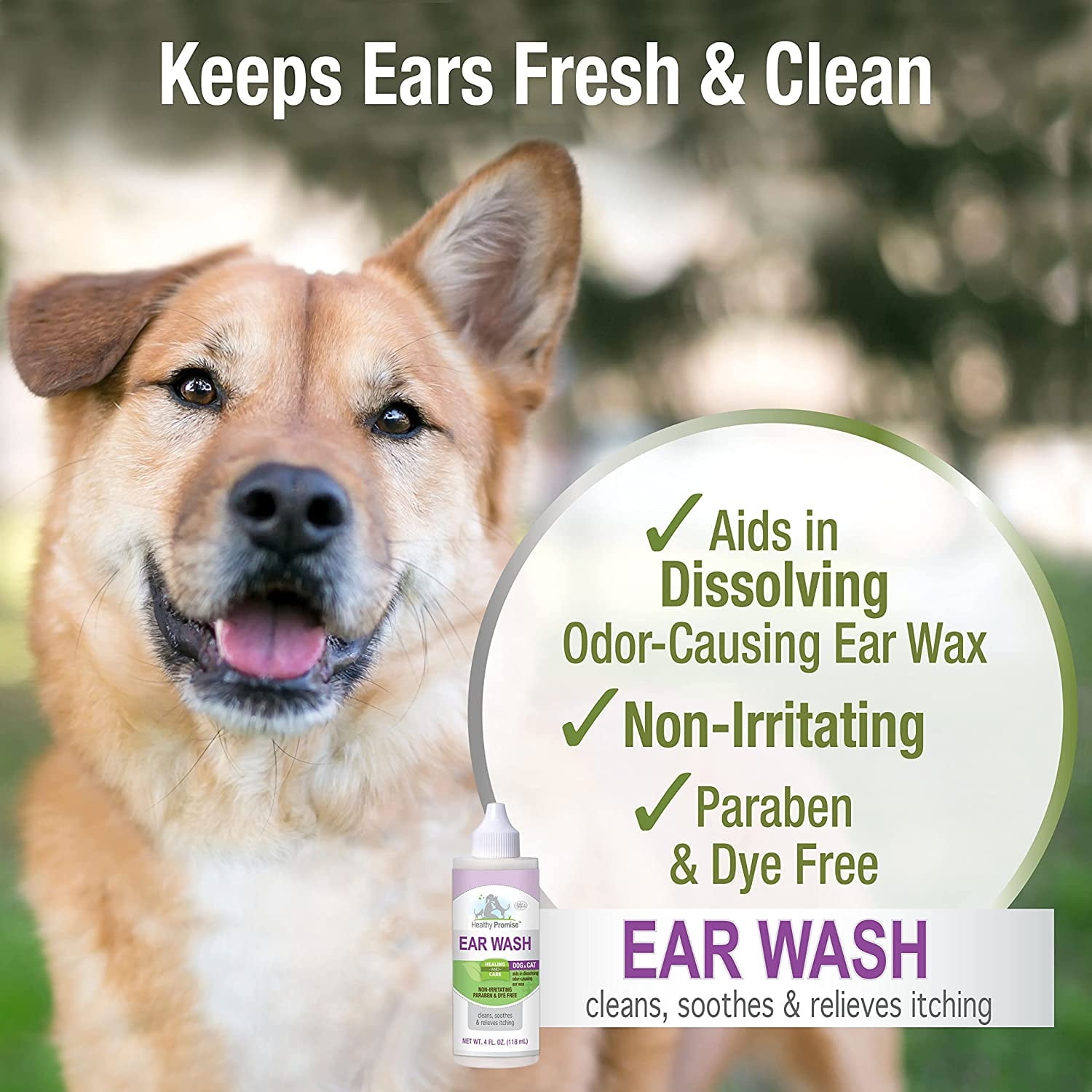 5 Pack Four Paws Healthy Promise Dog and Cat Ear Wash [Dog Ear Care, Cat Ear and Eye Care, Bulk Dog Supplies, Four Paws] 20 oz (5 x 4 oz)