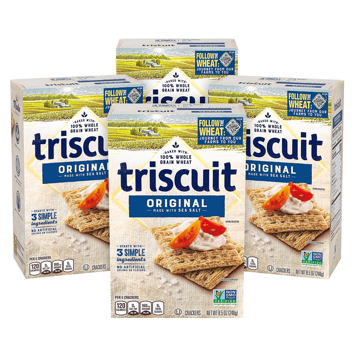 Triscuit Original Whole Grain Wheat Vegan Crackers, 4 pk./8.5 oz.