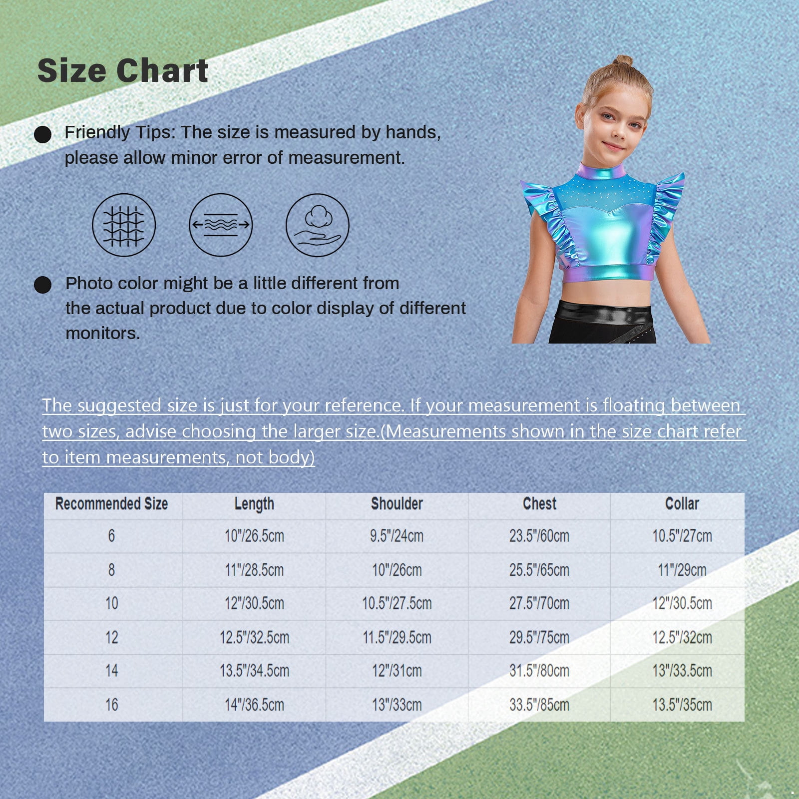 TiaoBug Haut Paillettes Brillant Enfant Fille Crop Top Danse Jazz Disco Hip-hop Débardeur Gymnastique Gilet Danse Latine Salsa Chacha Tango Samba