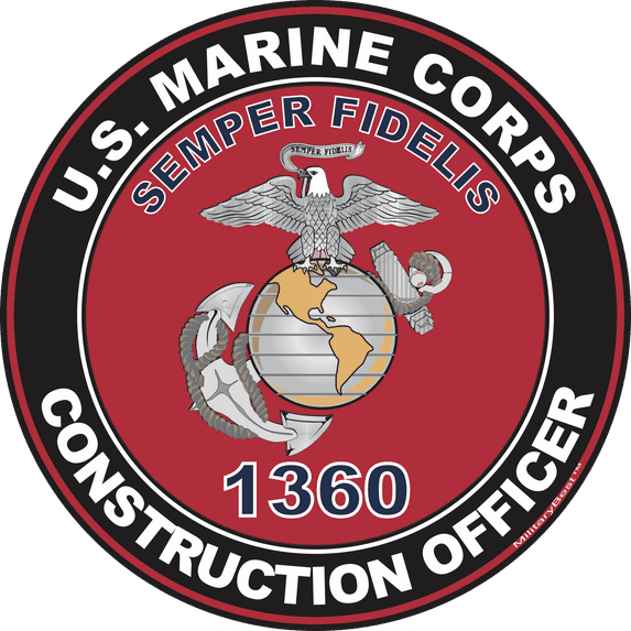 U.S.M.C. MOS 1360 Construction Officer Decal 5.5" - Red