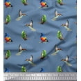 thumbnail image 1 of Soimoi Blue Cotton Cambric Fabric Dot,Hummingbird & American Robin Bird Printed Craft Fabric by The Yard 56 Inch Wide, 1 of 1
