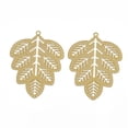 thumbnail image 2 of U8MO 5pcs 430 Stainless Steel Filigree Leaf Pendants Metal Charms Crafting 45.5x34mm-Goldenrod, 2 of 2
