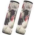 thumbnail image 2 of 2-Pack Seat Belt Covers with Flannel Seatbelt Shoulder Strap Case Adjustable Straps Soft Padding for Car Vintage Black and White Chickens Small, 2 of 8