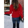 thumbnail image 2 of Sherrylily Women Puff Sleeve Pullover Sweaters Crew Neck Slim Knitted Jumper, 2 of 4